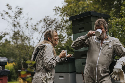 Beekeepers having break