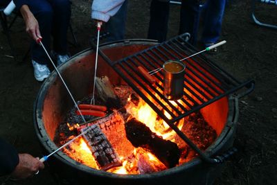 Campfire on barbecue grill