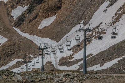 Skilift with snow and ice. 