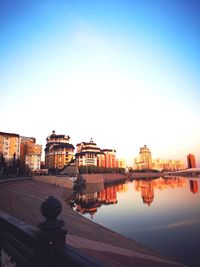 Reflection of buildings in city