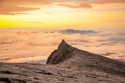 Scenic view of rocks during sunset