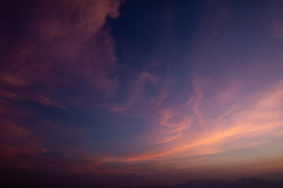 Low angle view of sky during sunset