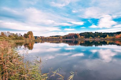 Scenic view of lake against sky