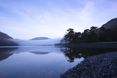 Scenic view of lake against sky