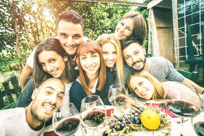 Portrait of smiling friends