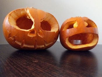 Close-up of pumpkin on table