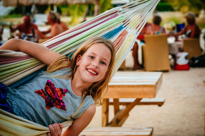 Portrait of girl in hammock