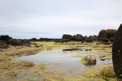 Scenic view of land against sky