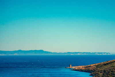 Scenic view of sea against clear sky