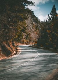 Road amidst trees against sky