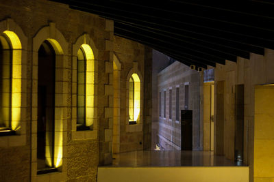View of illuminated building
