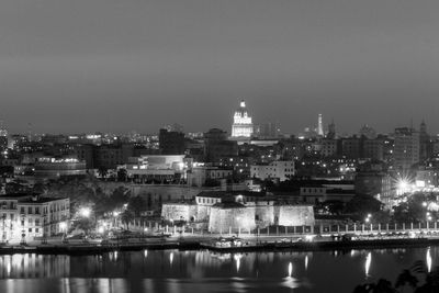 View of illuminated city at night