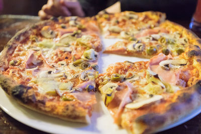 Close-up of pizza on plate