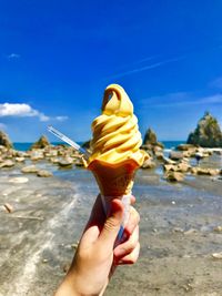 Woman holding ice cream