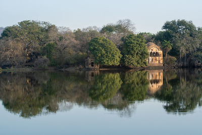 Scenic view of lake against sky