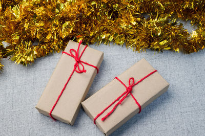 Close-up of christmas decoration on table