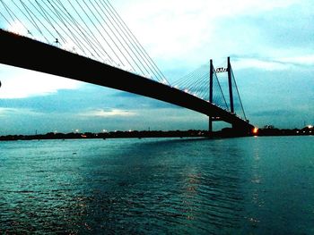 Suspension bridge over river