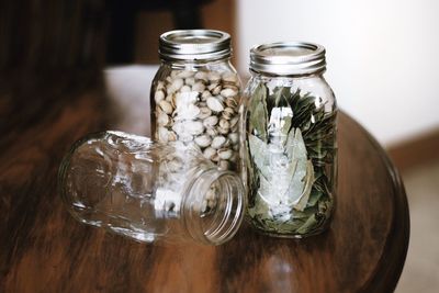 Close-up of jar on table