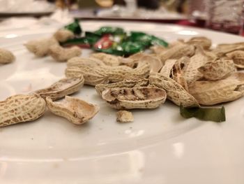 High angle view of food in plate on table