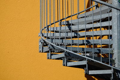 Close-up of metal staircase on wall