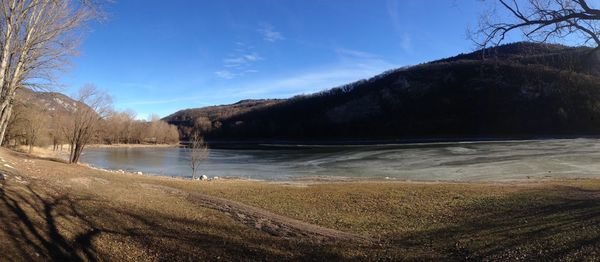 Scenic view of lake against sky