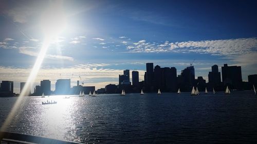 City skyline at sunset