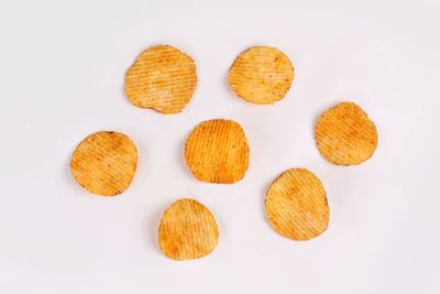 Directly above shot of cookies against white background