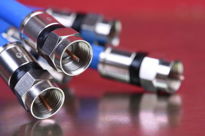 Group of coaxial tv cables with connectors