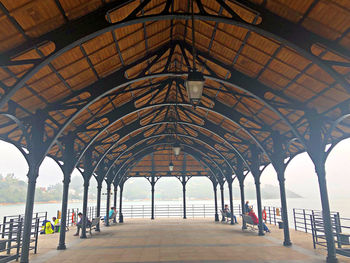 People at railroad station