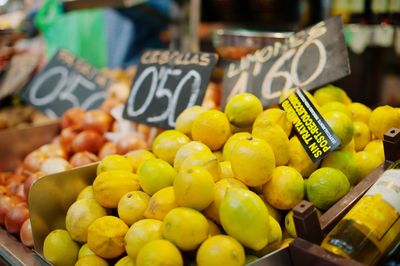 Fruits for sale at market stall