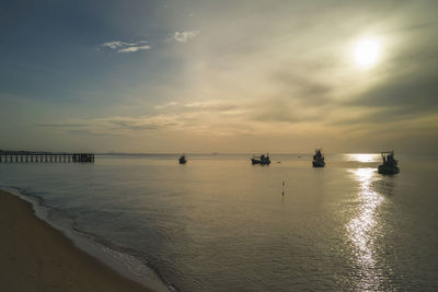 Sunrise at the shore of the sea at thap sakae, prachuap khiri khan, thailand