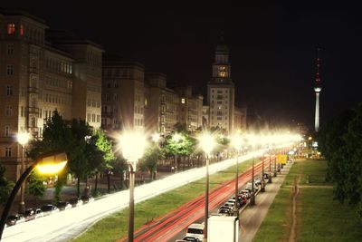 Illuminated street light at night