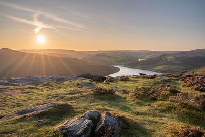 Scenic view of landscape against sky during sunset