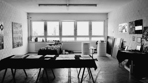 Empty chairs and table at home