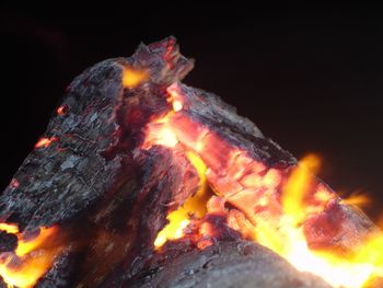 Close-up of bonfire at night