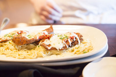 Close-up of meal served in plate