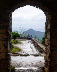 View of people on bridge