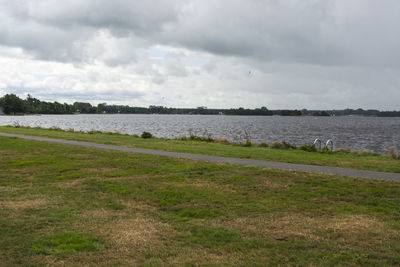 Scenic view of field against sky