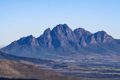 Scenic view of mountains against clear sky