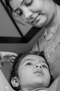 Portrait of mother and baby girl