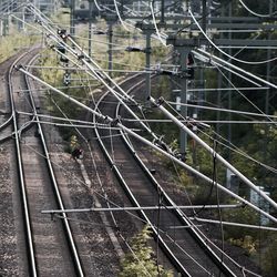 High angle view of railroad tracks