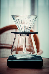 Close-up of glass on table at home