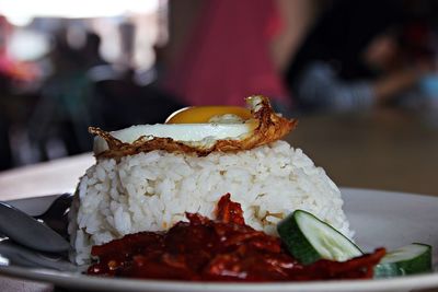 Close up of nasi lemak in plate
