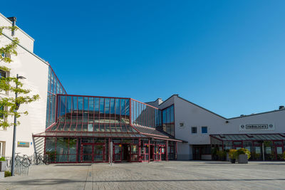 Exterior of building against clear blue sky