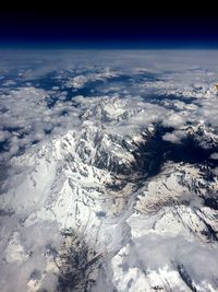 Aerial view of snowcapped mountains