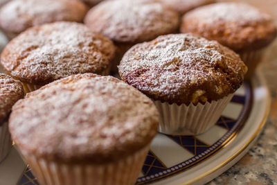 Close-up of cupcakes in plate