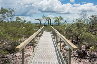 Bridge over footbridge against sky