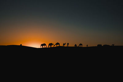 Silhouette people at sunset