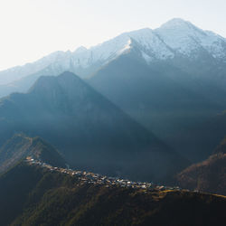 Scenic view of mountains against sky