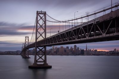 Suspension bridge over river